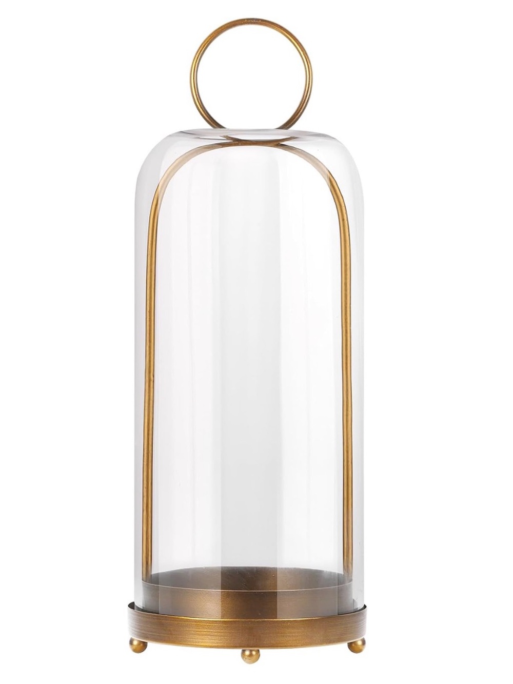 Modern Glass Hurricane Lantern Antique Brass 16” Candle Holder